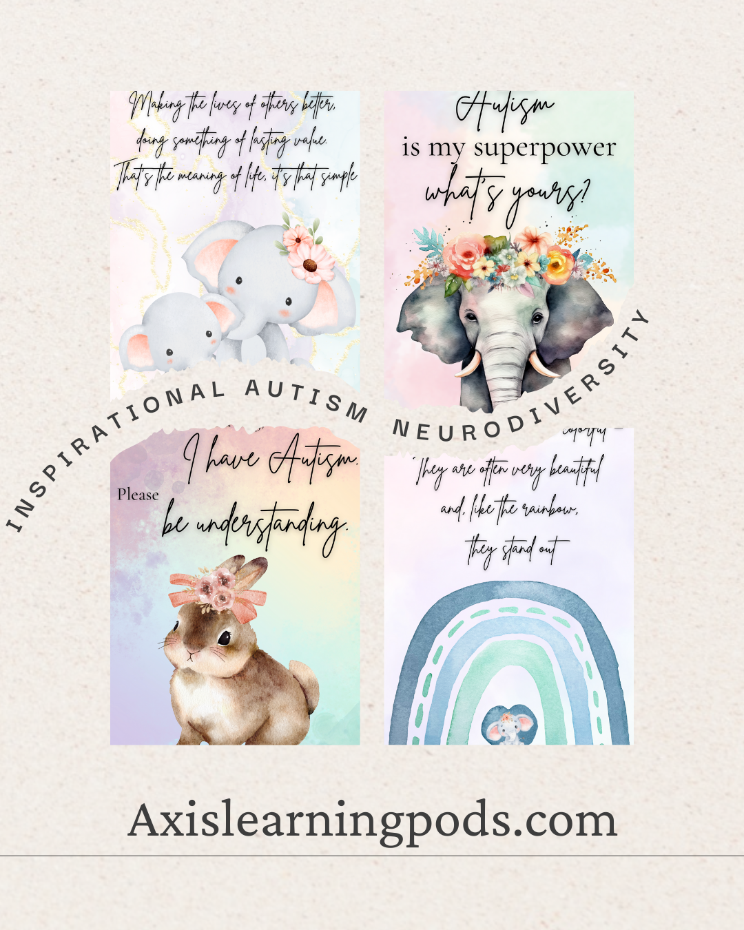 Inspirational Autism & Neurodiversity Watercolor Prints – Digital Download