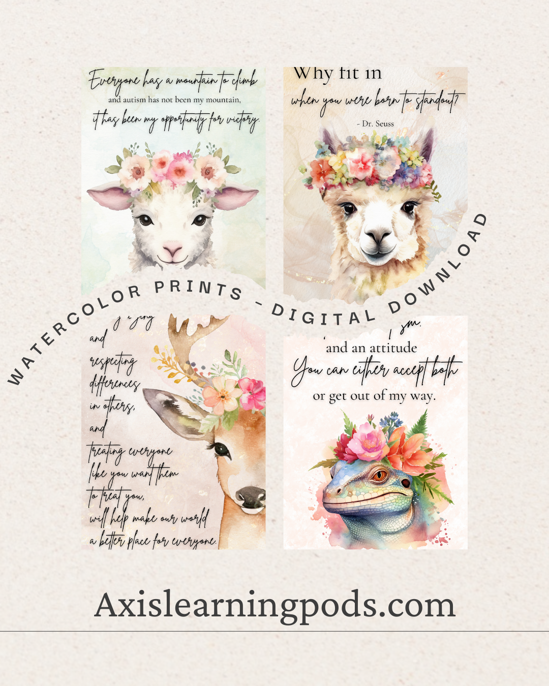 Inspirational Autism & Neurodiversity Watercolor Prints – Digital Download