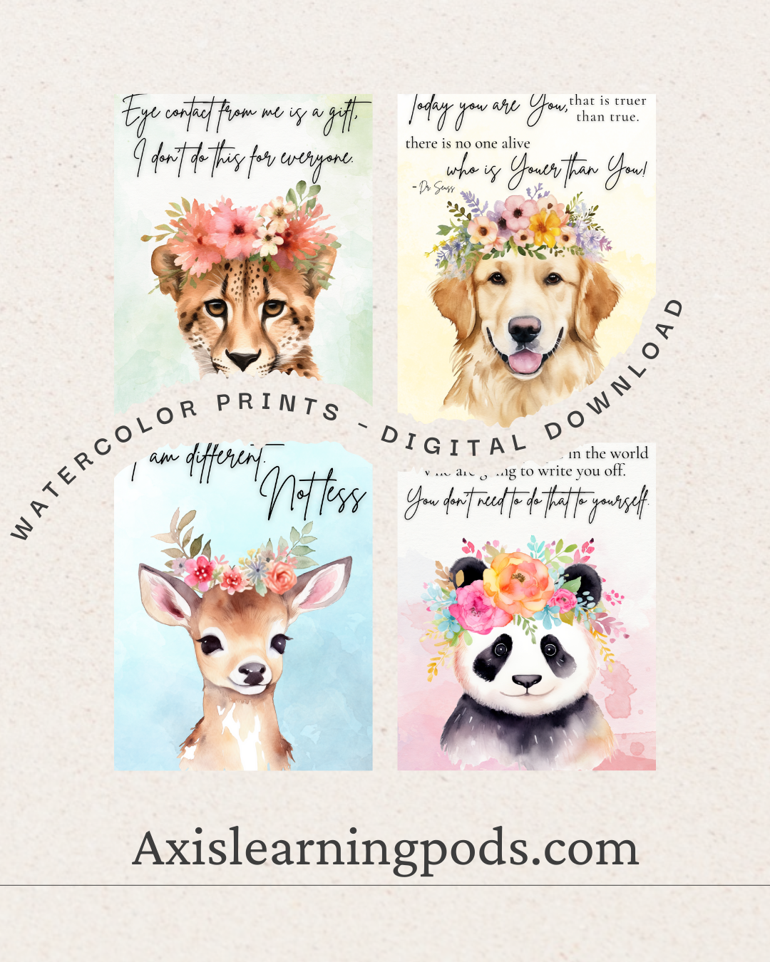 Inspirational Autism & Neurodiversity Watercolor Prints – Digital Download